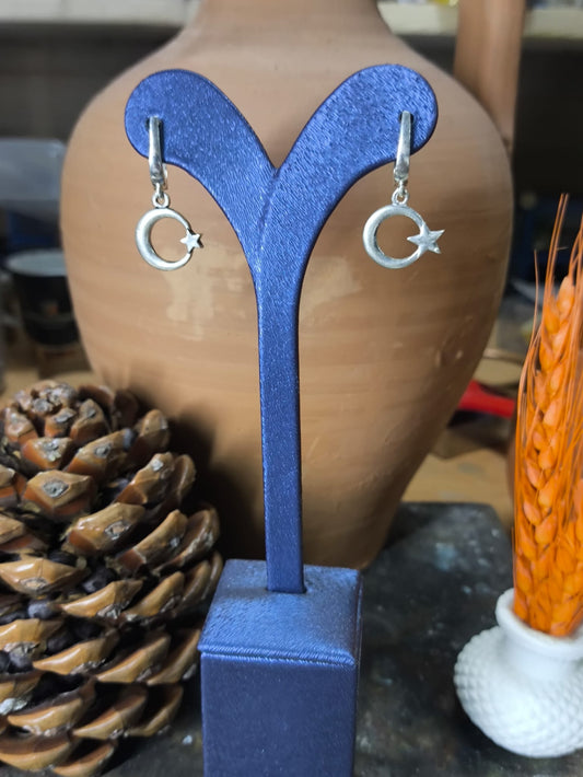 925 Ayar Gümüş Ayyıldız Küpe