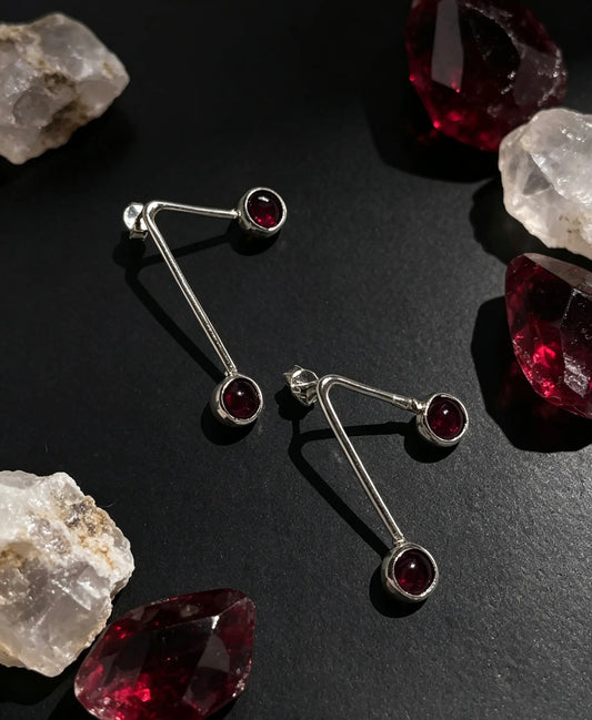 Garnet Taşlı Kiraz Küpe