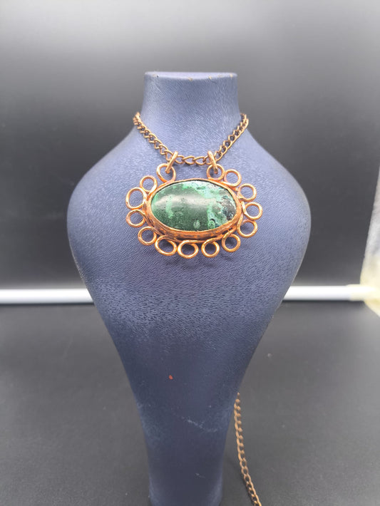 Malakit Taşlı Bakır Kolye