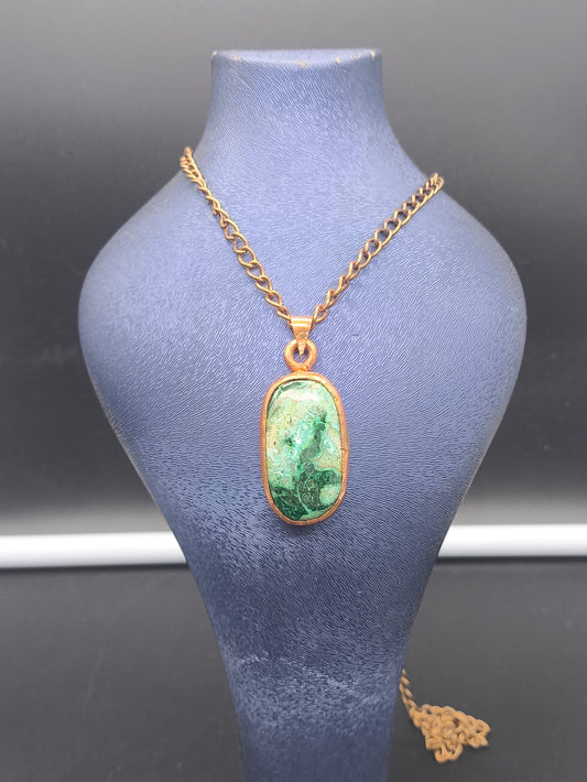 Malakit Taşlı Bakır Kolye