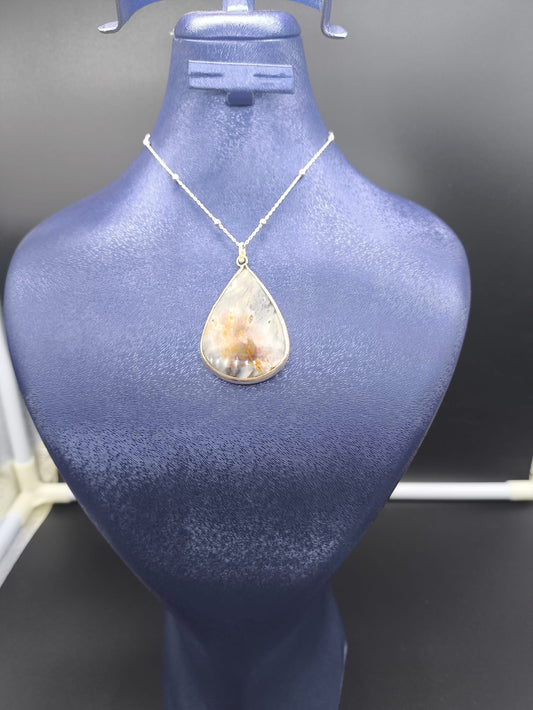 Dentritli Akik Taşlı Gümüş Kolye