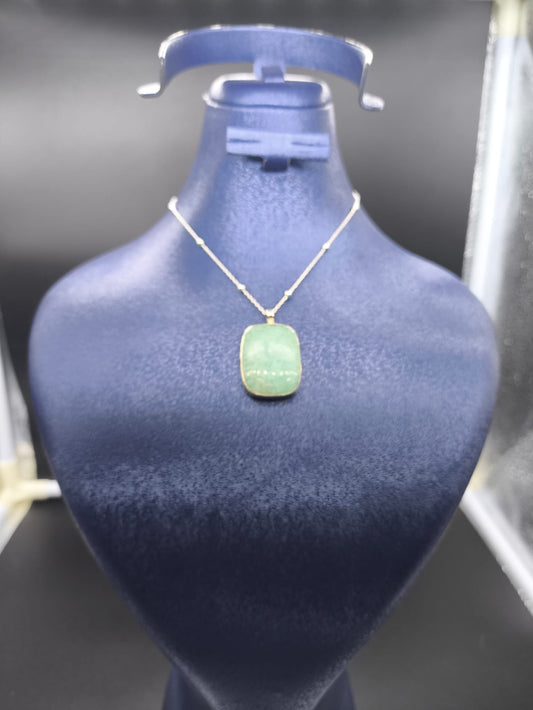 Amazonit Taşlı Gümüş Kolye