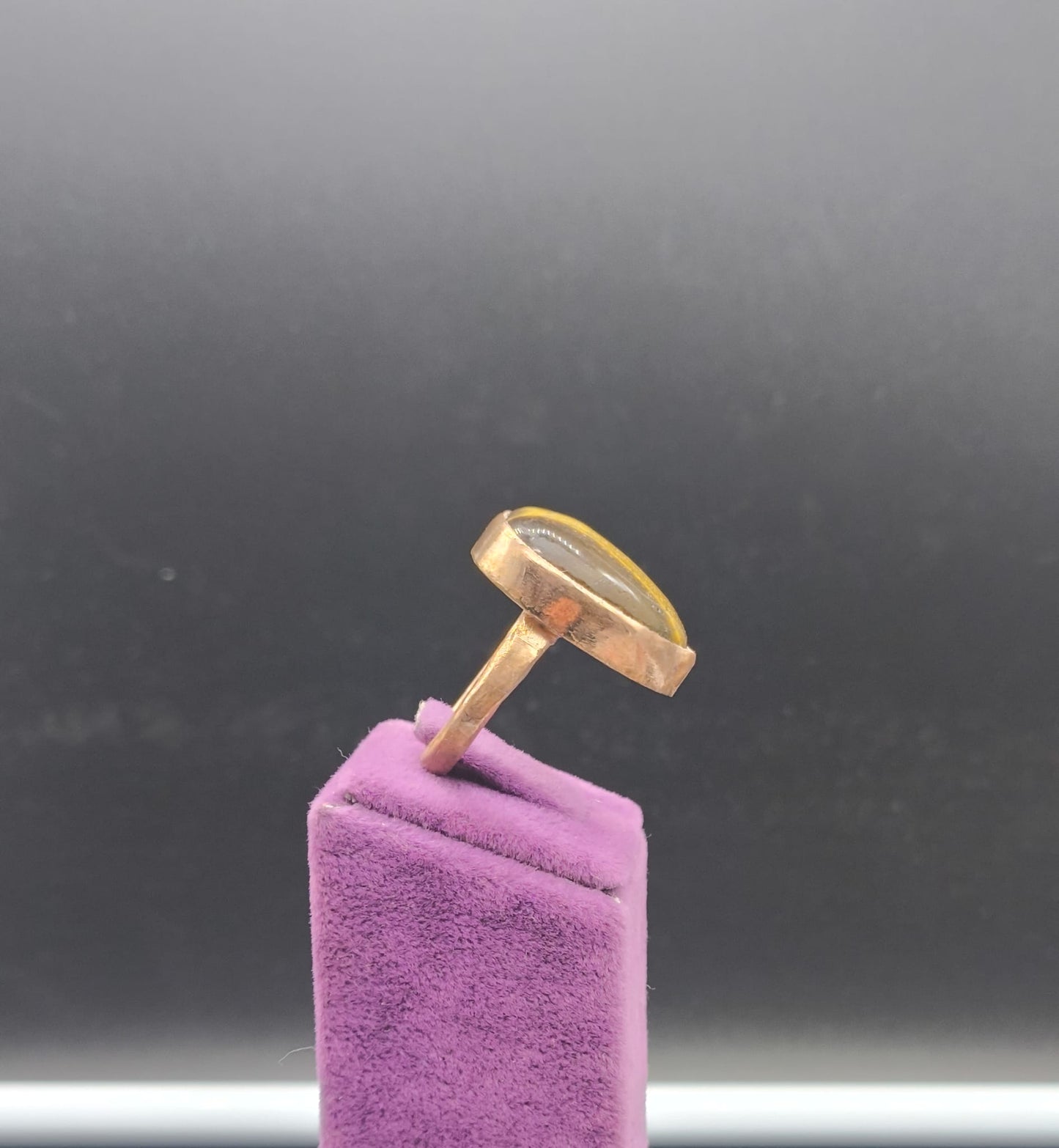 Kaplan Gözü Taşlı Bakır Yüzük