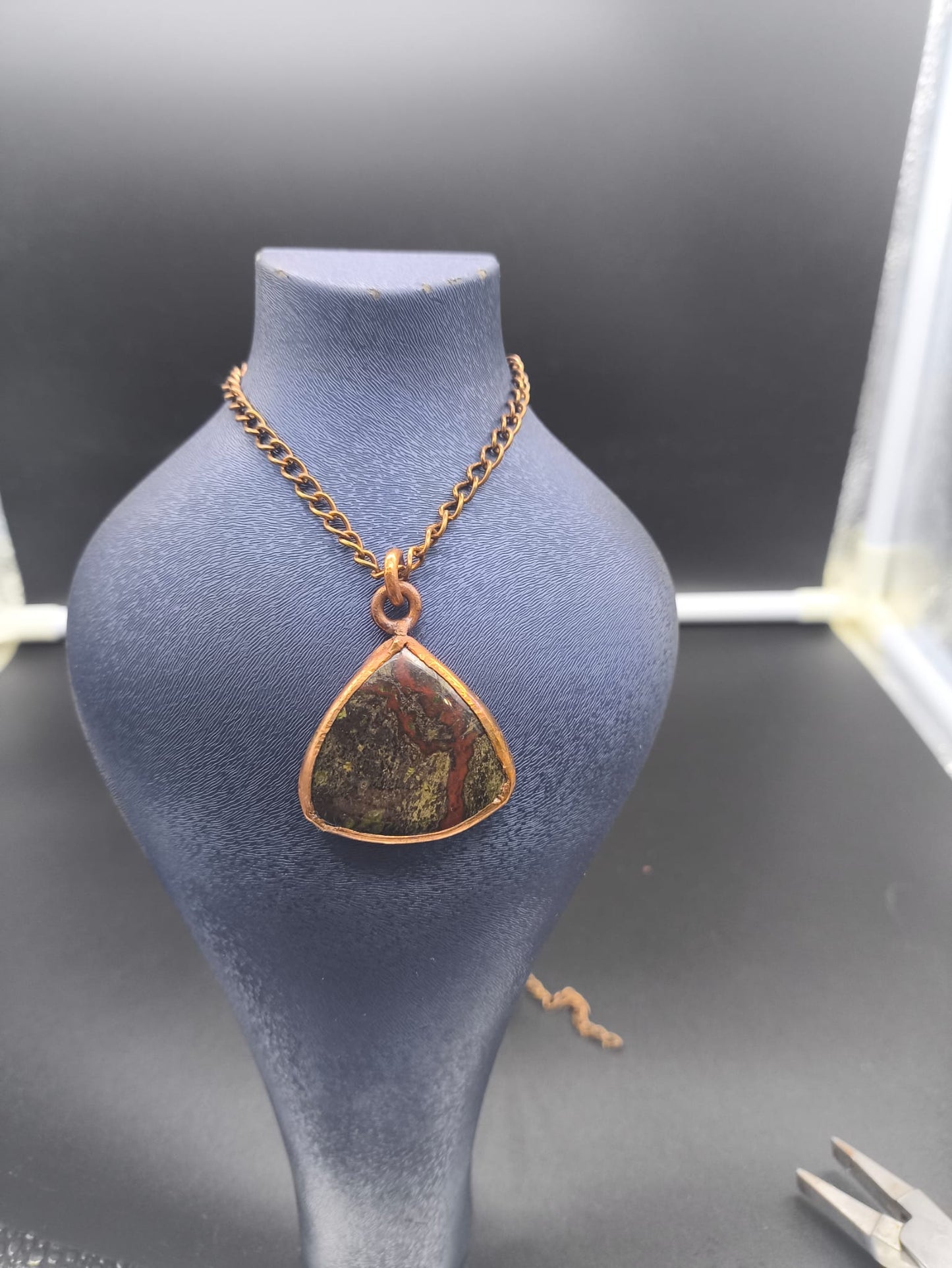 Dragon Jasper Taşlı  Bakır Kolye