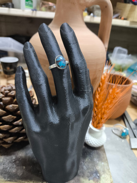 El Yapımı 925 Ayar Gümüş İran Firuze Taşlı Yüzük